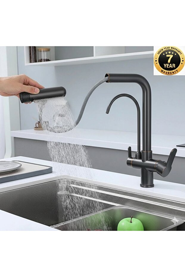 Kitchen Sink Faucet with Dual Flow Water Purification Outlet, 5-Function Faucet, Spiral, 7 Years Warranty, Imported