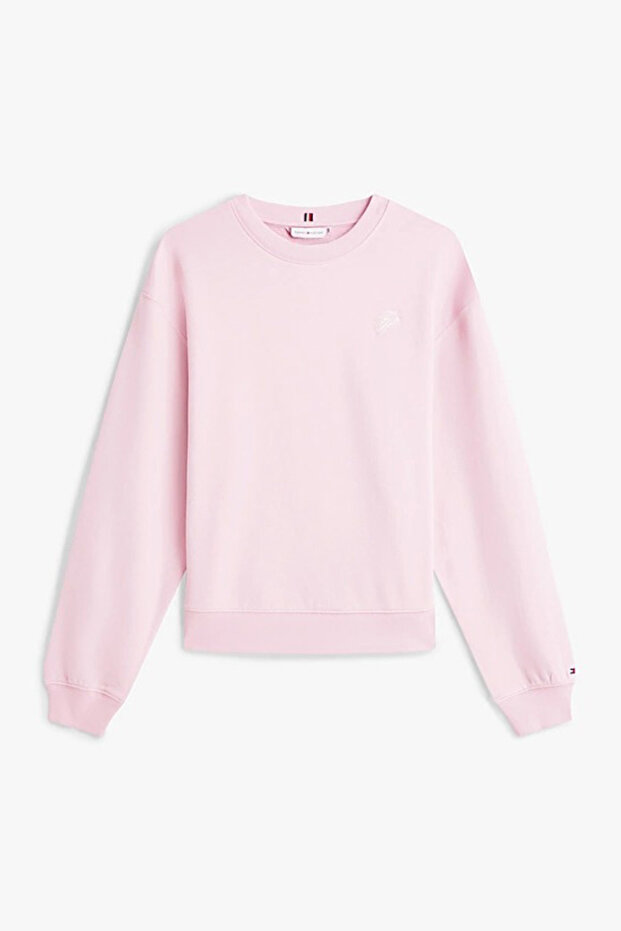 Kadın Th Script Regular Fit Terry Sweatshirt - Pembe - 5