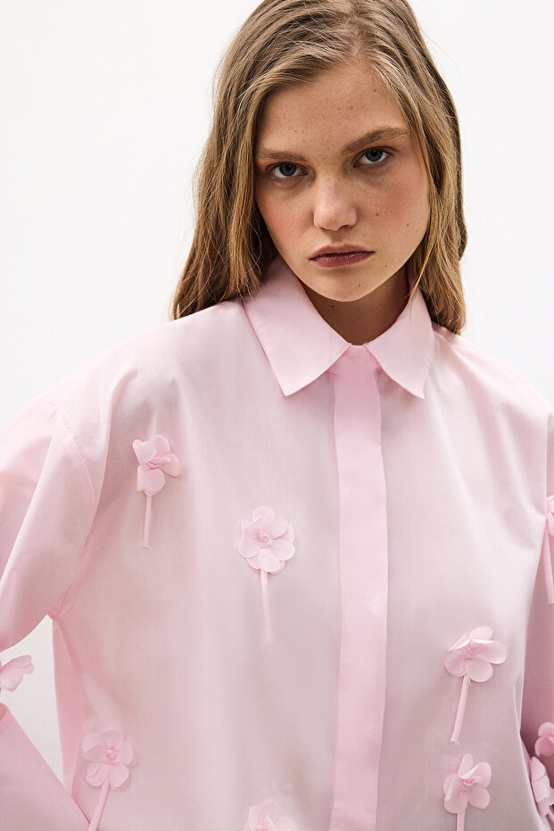 ÇİÇEK APLİKELİ GÖMLEK - 5