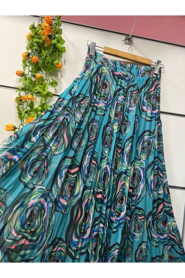 تنورة شيفون منقوشة مع بطانة - 2