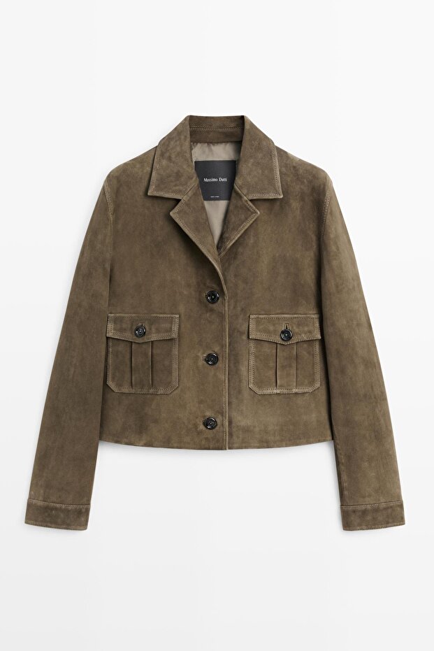 Kısa süet deri ceket - 5