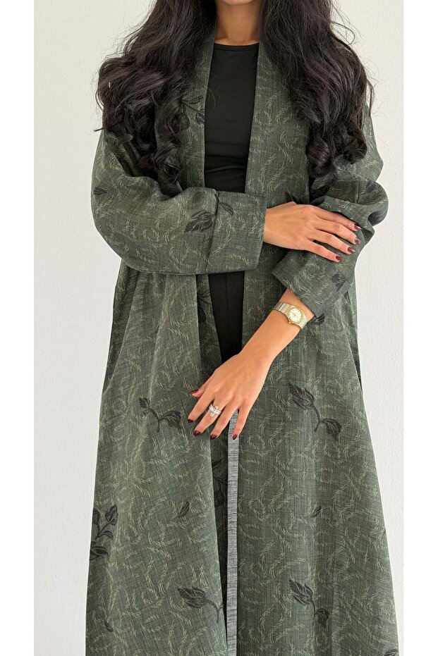 MWT1006 - عباية لنن مطرزة |Embroidered linen abaya