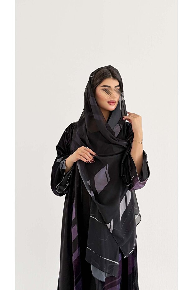 MWT889 - عباية مخمل طباعة