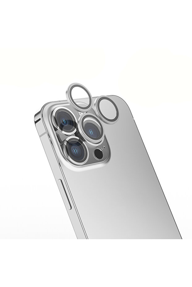 واقي عدسة الكاميرا الصغيرة لهاتف آيفون 15 برو ماكس - فضي - 1