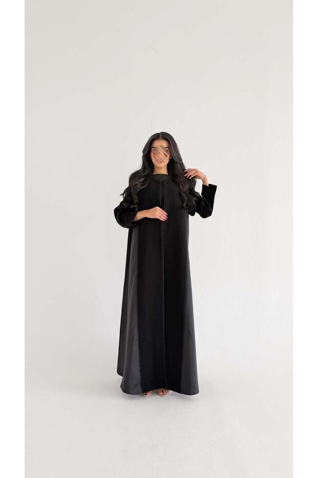 MWT1013 - Abaya with shiny fabric insert - 2
