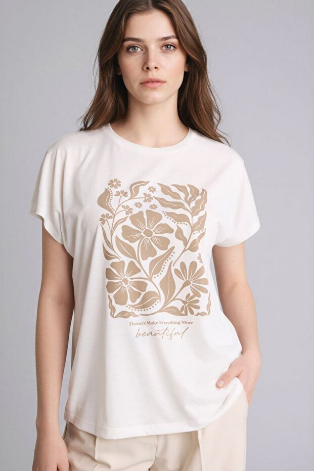 Crew Neck Floral Short Sleeve T-Shirt G8804Ax26Sp