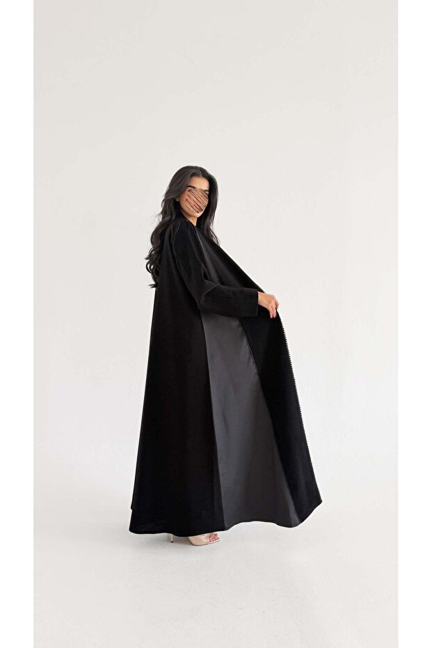 MWT1013 - Abaya with shiny fabric insert - 3