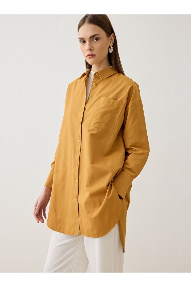 Geniş Manşet Detaylı Basic Tunik - Camel - - 3