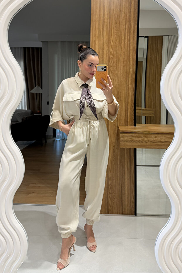 Bielle Bej Fularlı Gömlek - 3