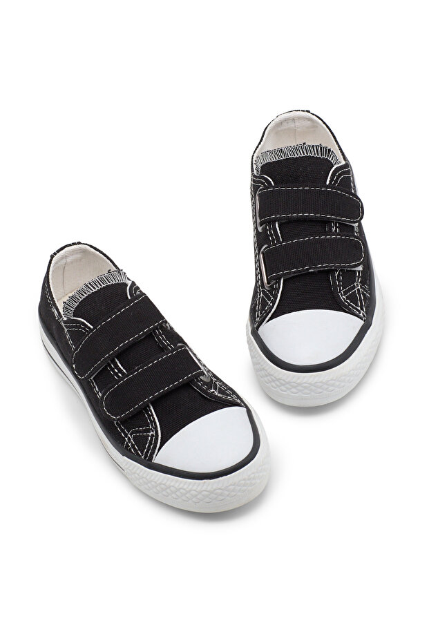 Children's Unisex Black Comfortable Double-Strapped Shoes