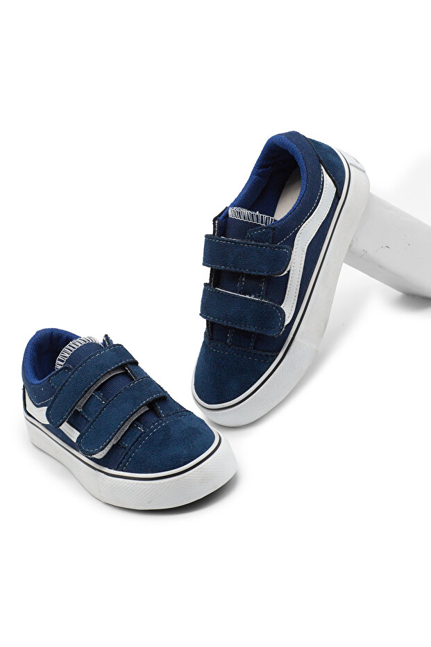 Children's Unisex Navy Blue Rubber Sole Comfortable Fit Double Velcro Shoes