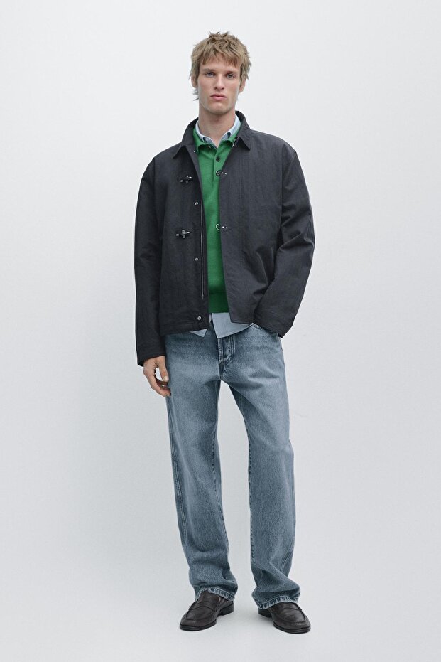 Süslü düğmeli pamuklu ceket - 1