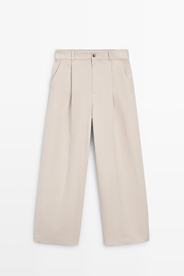 Elastik belli dökümlü pantolon - 5