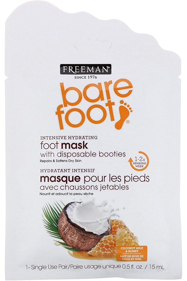 Beauty, Bare Foot, Intensive Hydrating, Foot Mask with Disposable Booties, Coconut Milk & Ho