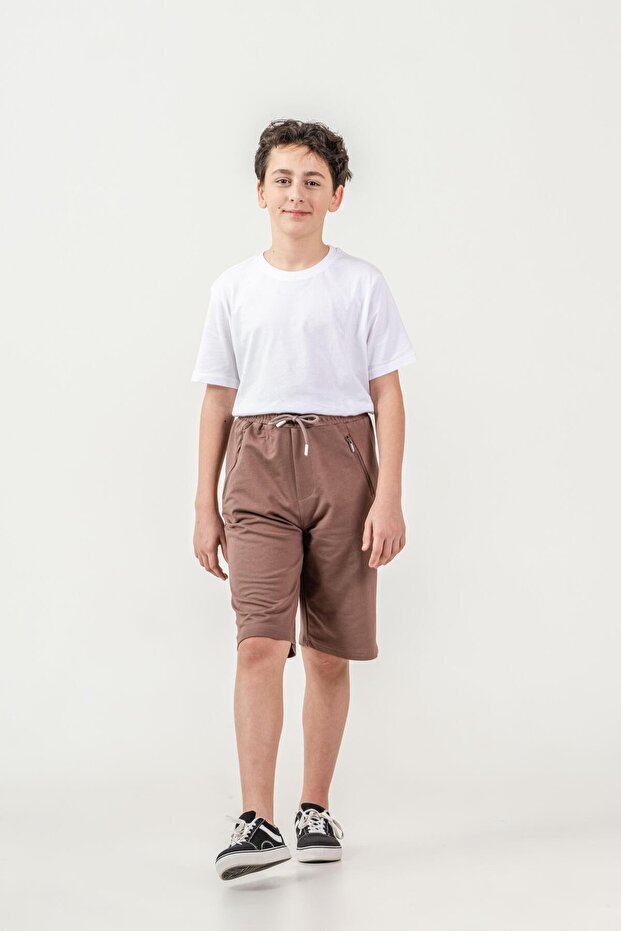 Sport Printed Pockets Zippered Boys' Shorts