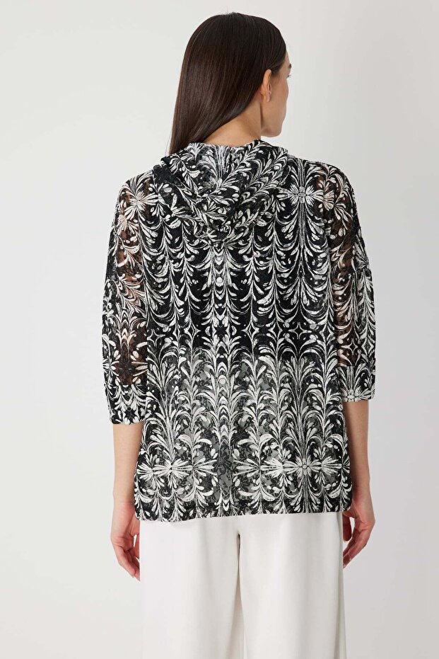 Kapüşonlu Desenli Ceket - 3