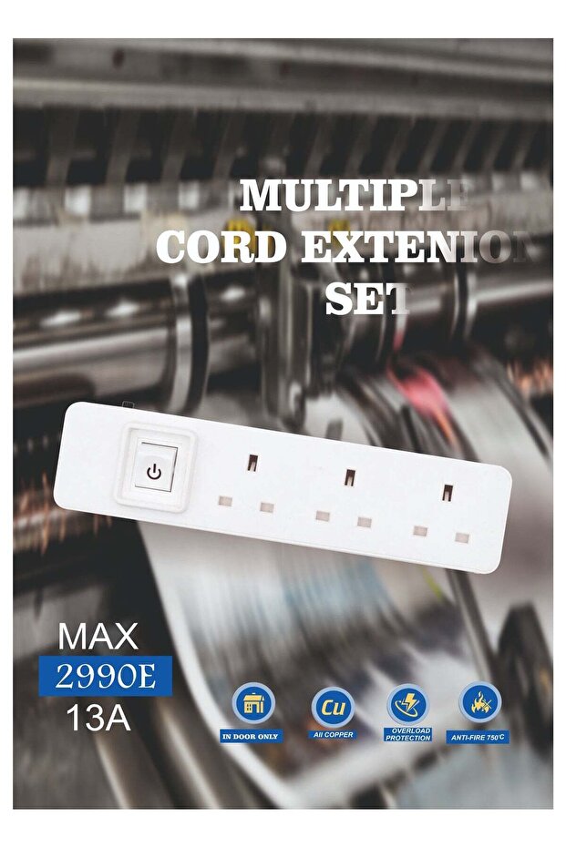MOVAL Power Extension Cord 5m | 3 Socket Power Strip | Heavy Duty Extension Lead | Multi Plug Extens