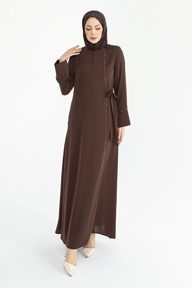Silve Dubai Silk Abaya Brown -1012