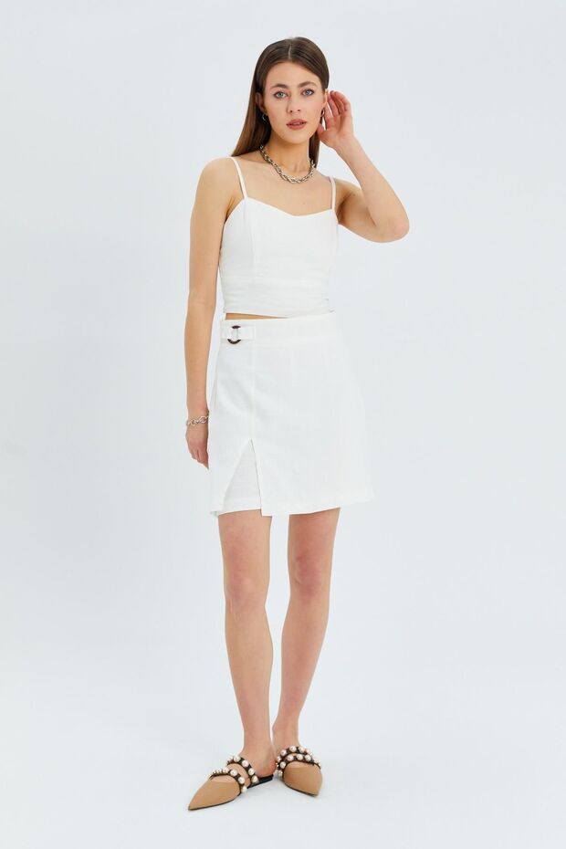 Fustă mini Mixray cu șliț - 5