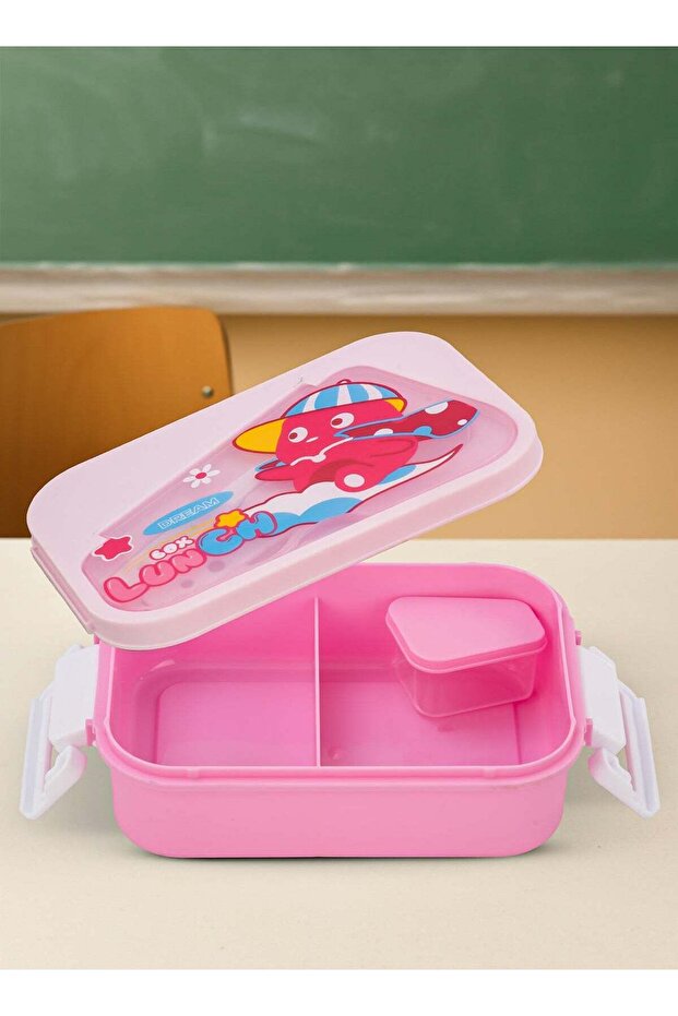 750ml Kids Lunch Box with 3 Compartments, Bento Box with Spoon for Kids & Toddlers Pink
