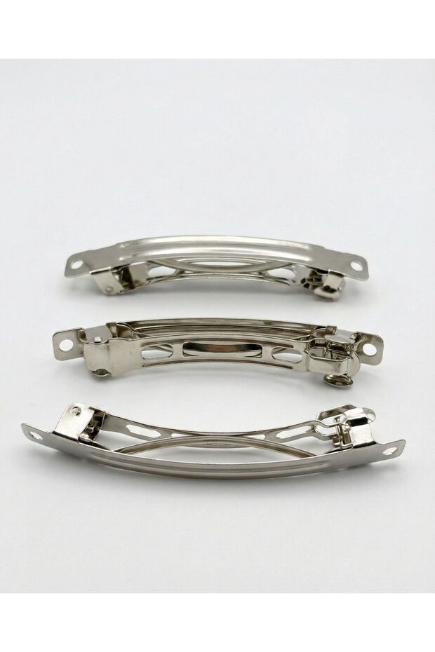 6 Pcs Silver Color Metal Hair Clips Set - 8 cm Durable Snap Clip Barrette Accessory