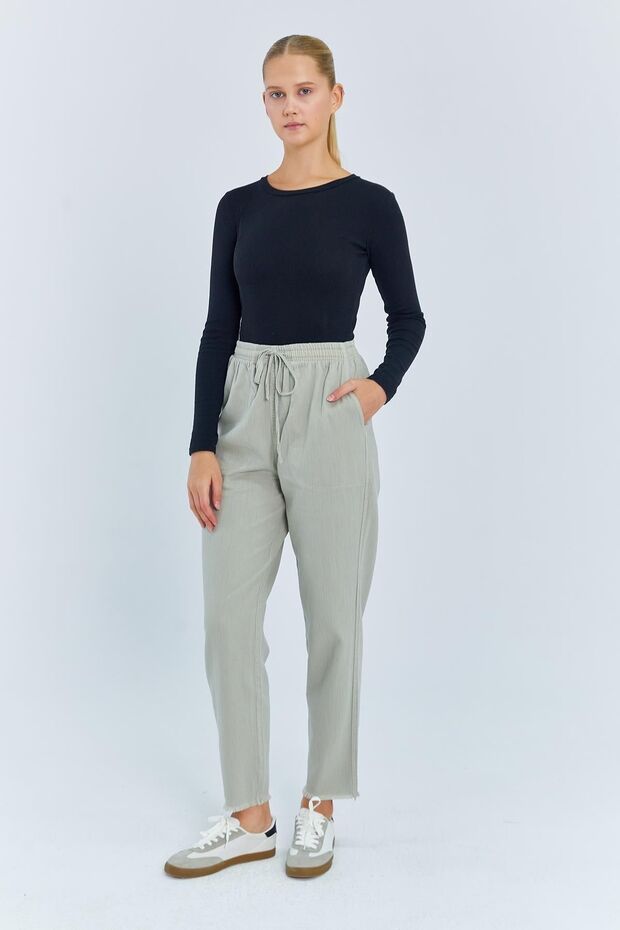 Mixray Cigarette Pants with Drawstring - 2