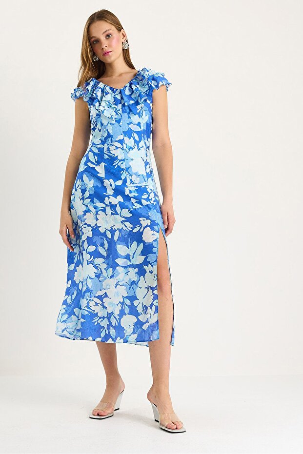 Rochie midi cu volane - 4