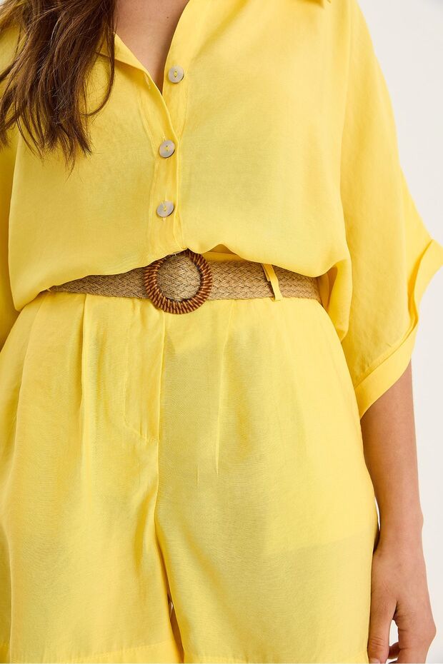 High-waisted button-up two-piece set - 6