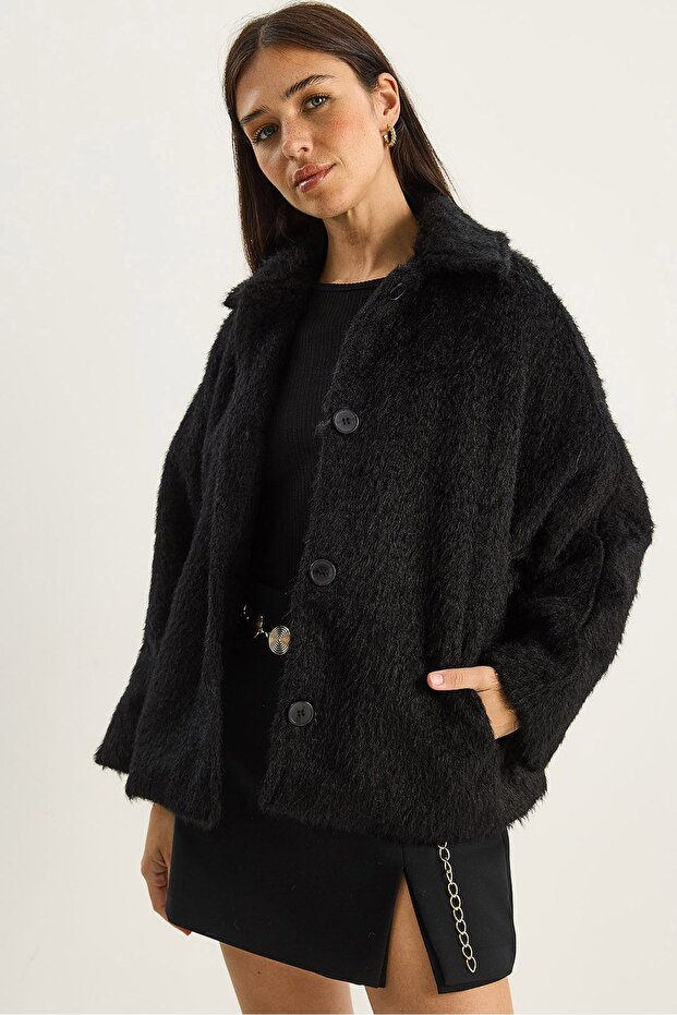 LUCCI oversized Plush jacket with button closure - 1