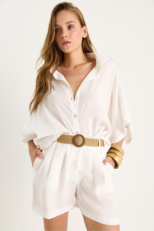 High-waisted button-up two-piece set - 1