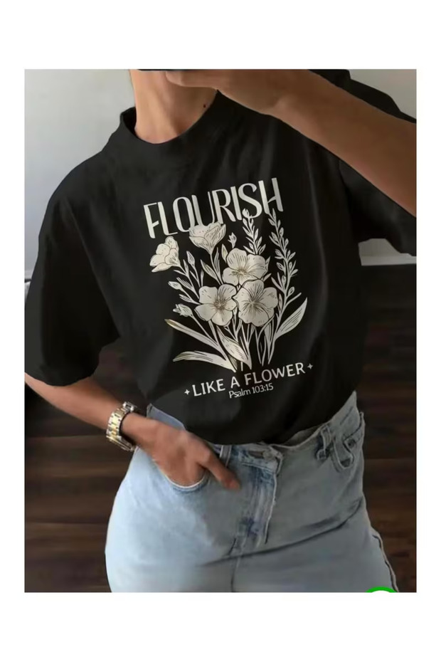 تي شيرت أساسي مطبوع من Flourish - 1