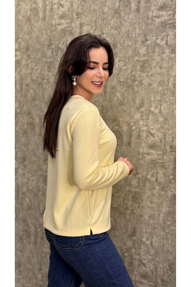 Bisiklet Yaka Modal Kumaş Basic Sweatshirt - 3