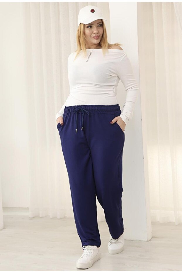 Plus Size Basic Sweatpants with Pockets - 8