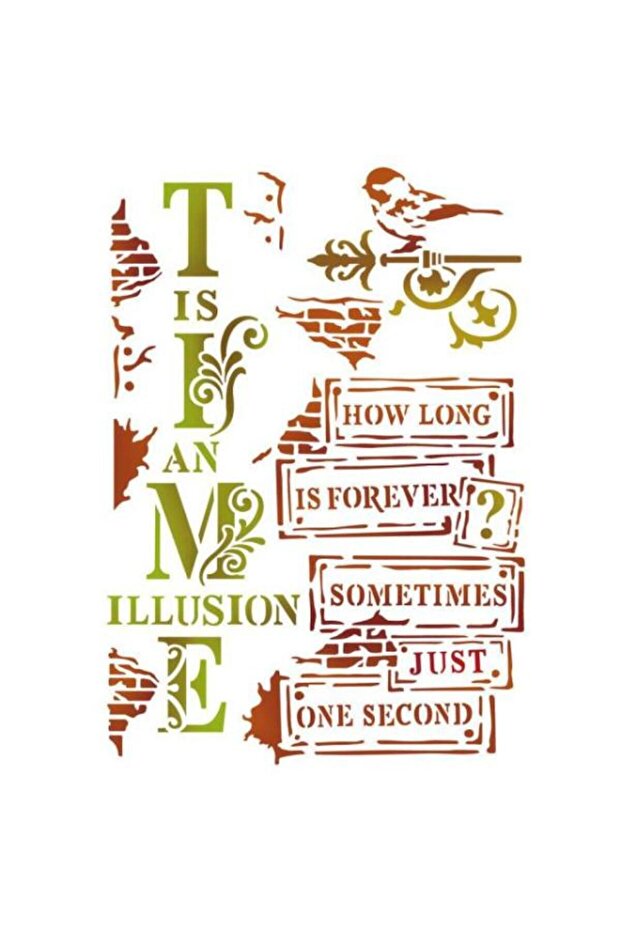 KSD279 TIME IS AN ILLUSION STENCIL 20X15CM