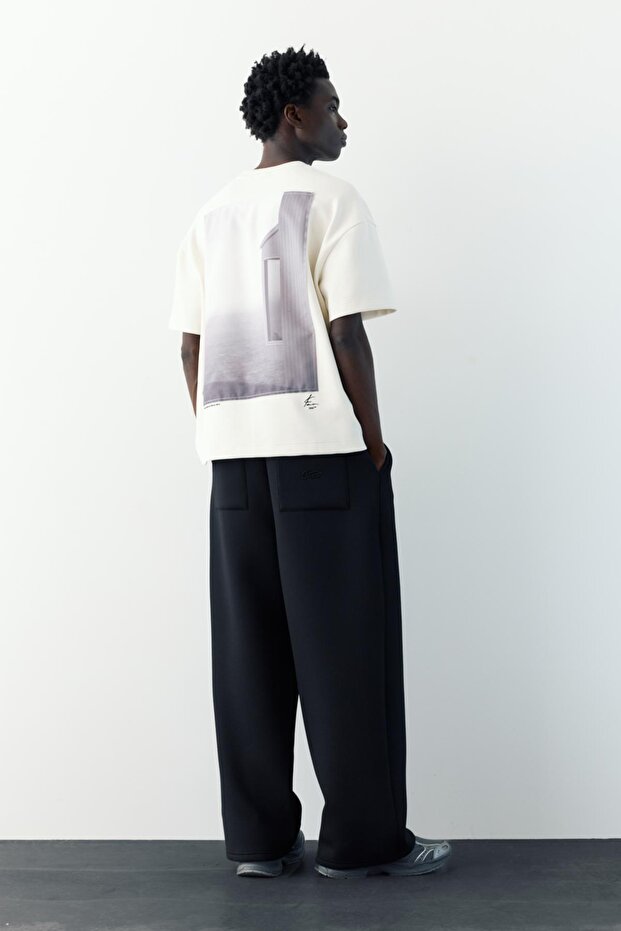 Kısa kollu yazılı sweatshirt - 4