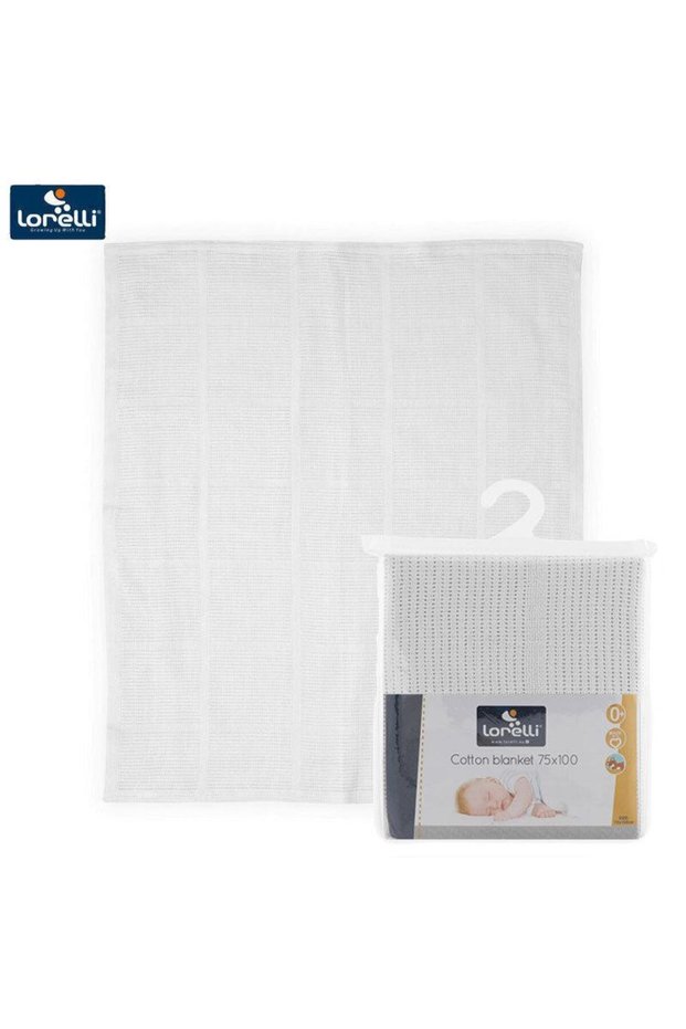 Crocheted Cotton blanket Lorelli, 75x100 cm, White
