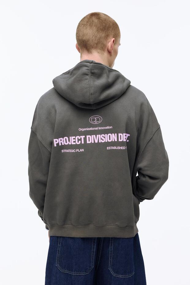 Fermuarlı kapüşonlu bol sweatshirt - 5