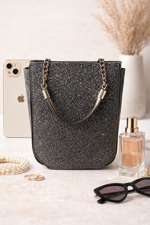 Simli Mini Bucket (Kova) Çanta - 1