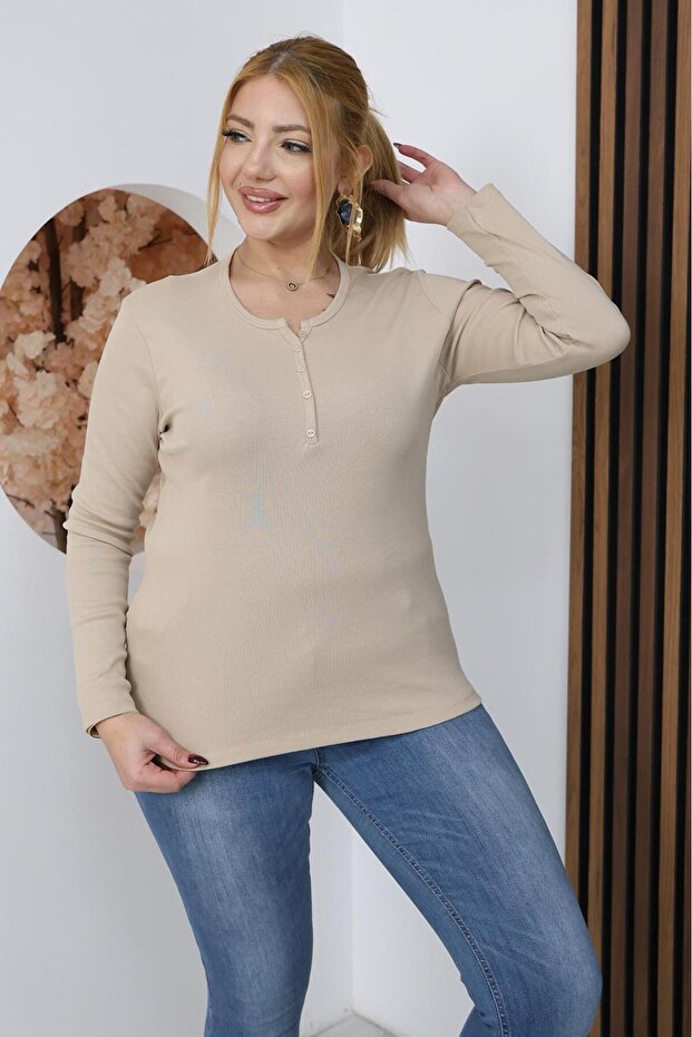 بلوزة قطنية كبيرة الحجم قماش قابل للتمدد - 3