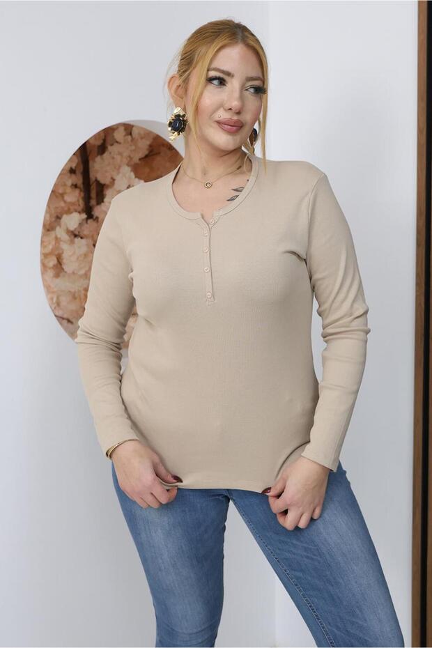 بلوزة قطنية كبيرة الحجم قماش قابل للتمدد - 6