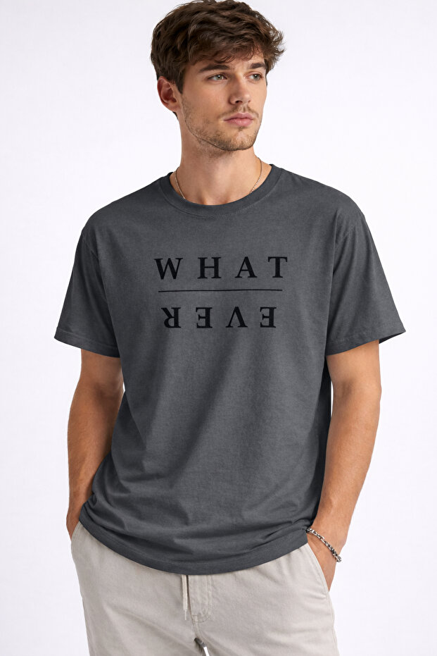 What | Ever Printed Cotton Relaxed Fit Round Neck Unisex T-Shirt