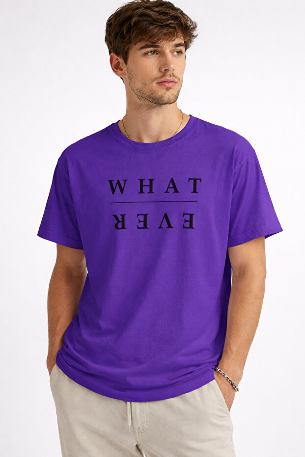 What | Ever Printed Cotton Relaxed Fit Round Neck Unisex T-Shirt