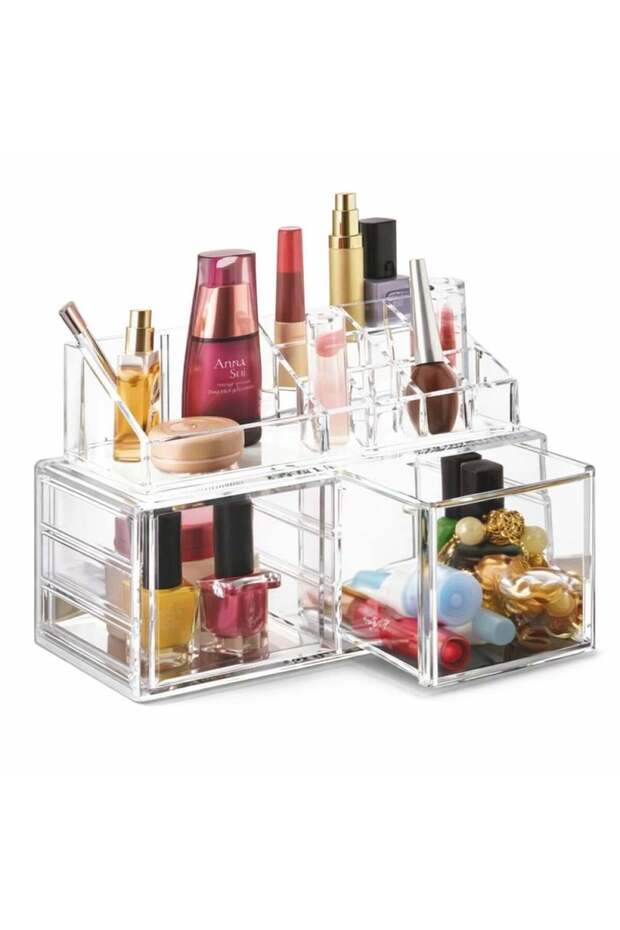 منظم مكياج شفاف متعدد الأقسام - 2