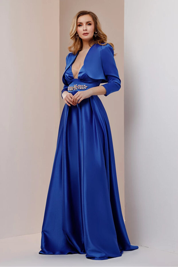 Rochie lunga Caterine albastra - 5