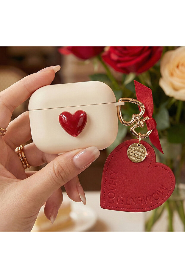 Apple AirPods Pro 3 Case Figured 3D Lovely Heart Red