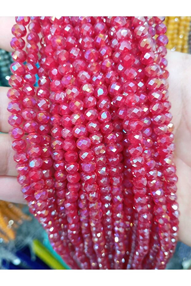 6 mm Glass Crystal Beads 20 Strands Strawberry Red Janjanli