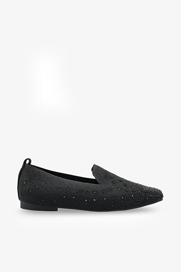 Mocha Women's Stoned Knitwear Ballerinas - Black