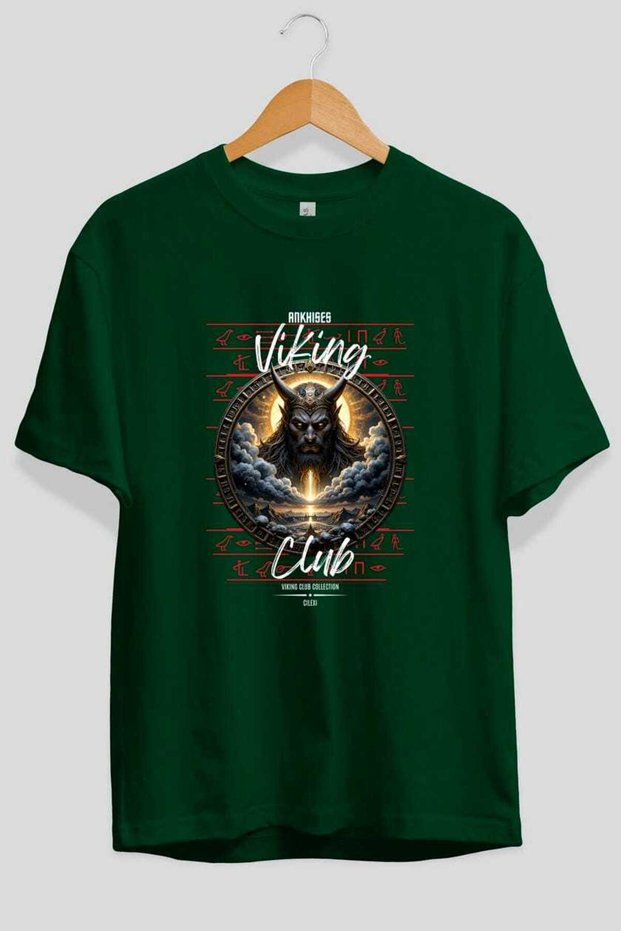 Viking Mythology 9 Pre-Printed Green Oversize T-Shirt Men Women Cotton Crew Neck T-Shirt