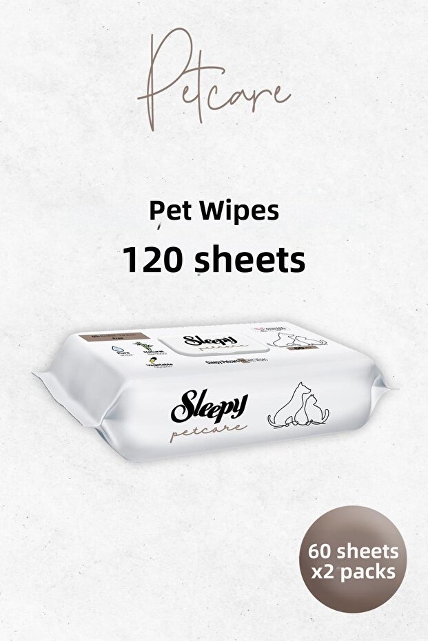 Petcare Pet Wet Towel 60 Sheets X2 Pieces