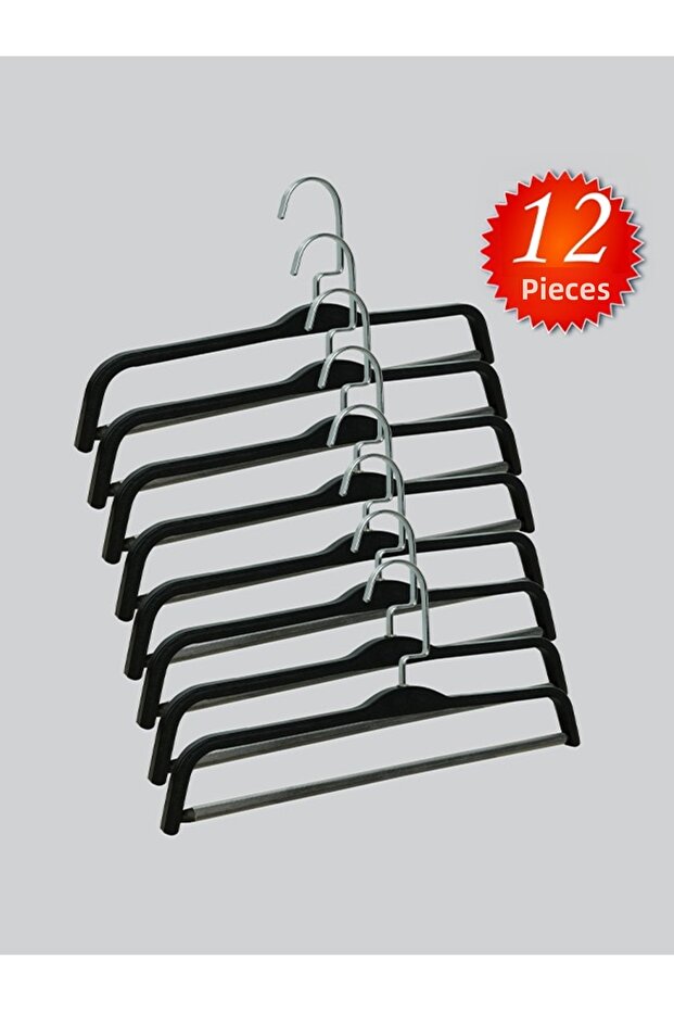 Wooden Barli Lama Silver Hook Pants Hanger 12 Pieces